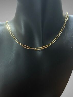 GOLD TONE PAPERCLIP CHAIN CHOKER NECKLACE